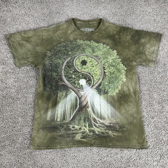 The Mountain Other - The Mountain Shirt Mens Extra Large Green Yin Yang Forest Sunbeam Tree 3D Tees